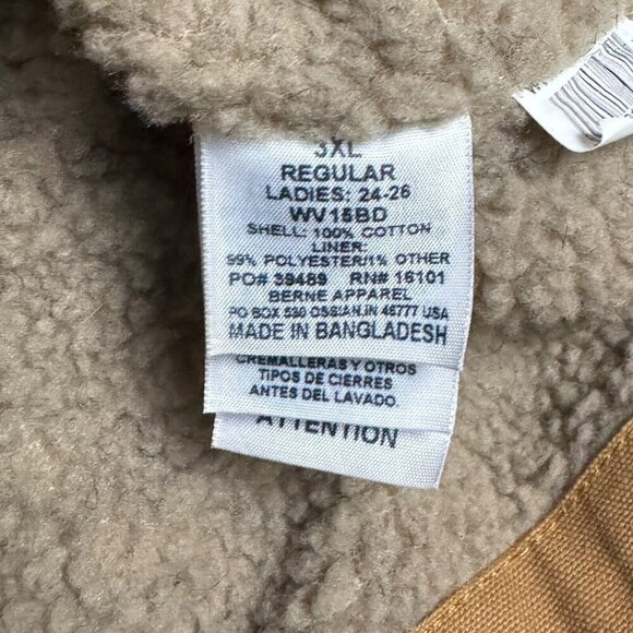 BERNE Sherpa Fleece Canvas Winter Fall Work Wear Chore Barn Vest Womens 3XL - Picture 8 of 8